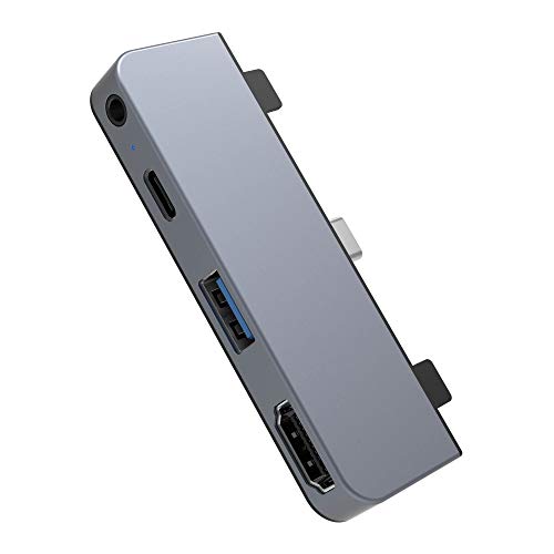 HyperDrive iPad Pro USB C Hub  4-in-1 USBC Hub w/ 4K30Hz HDMI, USB-C 5Gbps 60W PD, USB-A 5Gbps, 3.5mm Audio Jack  Form-Fitting, Aluminum iPad Docking Station Compatible w/Air & Mini (Space Gray)