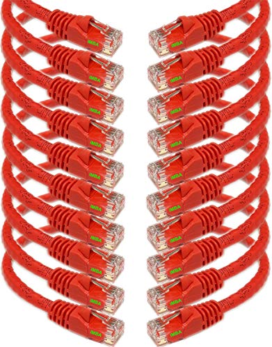 iMBAPrice 50 Feet Long Red Cat5e RJ45 Computer Network Ethernet Patch Cable, 10 Pack for PC, TV, Tablet, Router, Printer