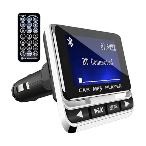 Bluetooth FM Transmitter for Car, Wireless Car Radio Adapter, Handsfree Auto Kit with Remote Control, MP3 Music Player Support USB Charger Siri Google Assistant U Disk/TF Card/Aux