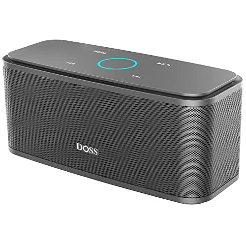 DOSS SoundBox Touch Wireless Bluetooth Speaker with 12W HD Sound and Bass, IPX5 Water-Resistant, 20H Playtime, Handsfree, Portable for Office, Home, Outdoor, Travel- Grey