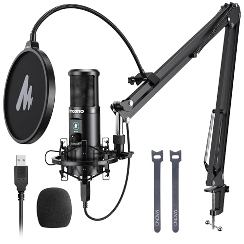 MAONO USB Recording Microphone Kit, Professional Condenser Microphone for PC with One-Touch Mute and Mic Gain Knob for Singing, Podcast, Studio, Streaming PM421