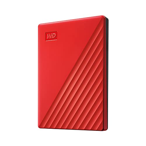 WD 1TB My Passport, Portable External Hard Drive, Red, backup software with defense against ransomware, and password protection, USB 3.1/USB 3.0 compatible - WDBYVG0010BRD-WESN