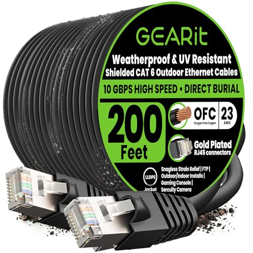 GEARit Cat6 Outdoor Ethernet Cable (200ft)