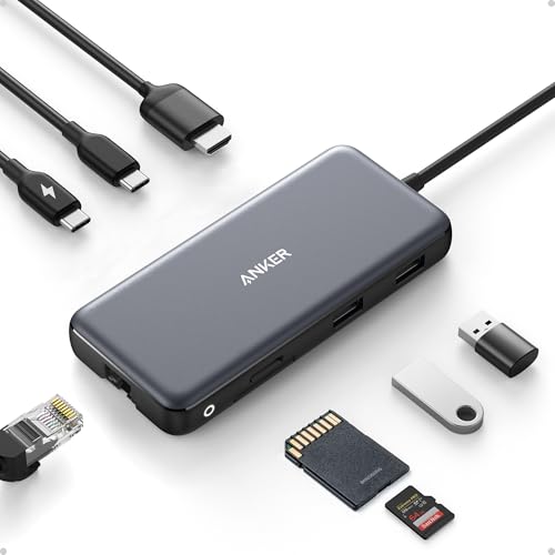 Anker 555 USB-C Hub (8-in-1), with 85W Power Delivery, 4K 60Hz HDMI Port, 10Gbps USB C and 2 A Data Ports, Ethernet microSD SD Card Reader, for MacBook Pro More