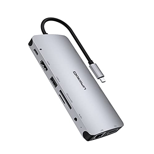 USB C Docking Station, MacBook HDMI Adapter 13-in-1 UPGROW Type-C Hub with 4K HDMI,VGA,USB 3.0&2.0, USB C/F, PD Charger, SD/TF, RJ45, Aux, USB C Ethernet Adapter Splitter for Most Type C Laptops