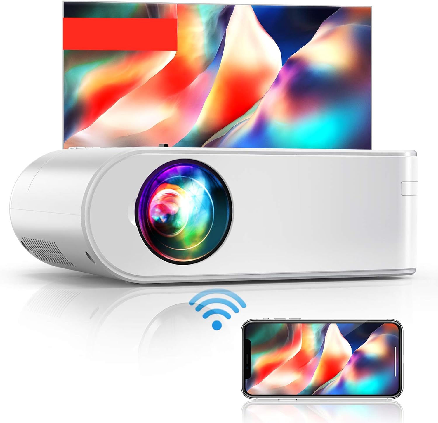 YABER Projector WiFi Mini Projector, 9000L 1080P Full HD Portable Projector, Zoom, 300" Display, Outdoor Projector [Projector Screen Included] Wireless Mirroring Projector for Phone/TV Stick/HDMI/PS4
