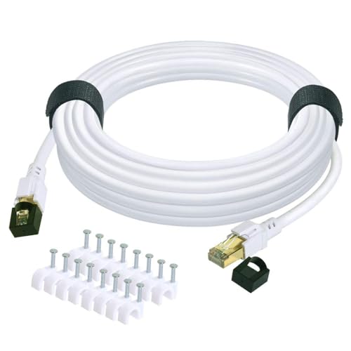 Cat 8 Ethernet Cable 82 ft Internet Network LAN Patch Cable Cord High Speed 2000Mhz 40Gbps RJ45 Cables for Gaming, Xbox, PS5, PS4, Modem, Router, Outdoor Compatible for Cat7/Cat6a/Cat5e Network