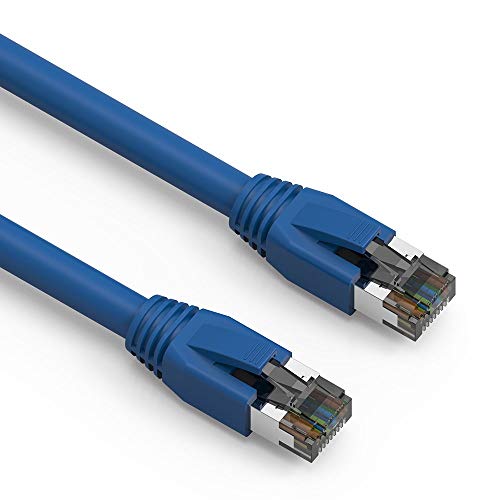 Nippon Labs Cat8 RJ45 50FT Ethernet Patch Internet Network LAN Cable, Indoor/Outdoor, 24AWG Shielded Latest 40Gbps 2000Mhz, Weatherproof S/FTP for Router, PS4, PS5, Xbox, PoE, Switch, Modem (Blue)