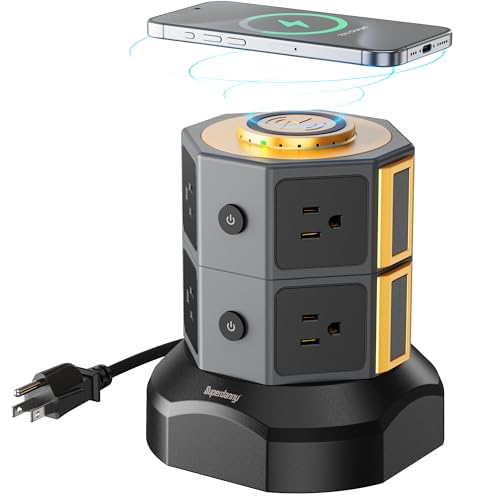 SUPERDANNY Power Strip Tower w/ Wireless