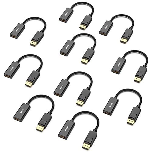 BENFEI DisplayPort to HDMI Adapter, 10 Pack Gold Plated DisplayPort/DP from Computer/Laptop to HDMI from Monitor/TV/Projector Converter (Not Bi-Directional, Not Compact with USB Port)