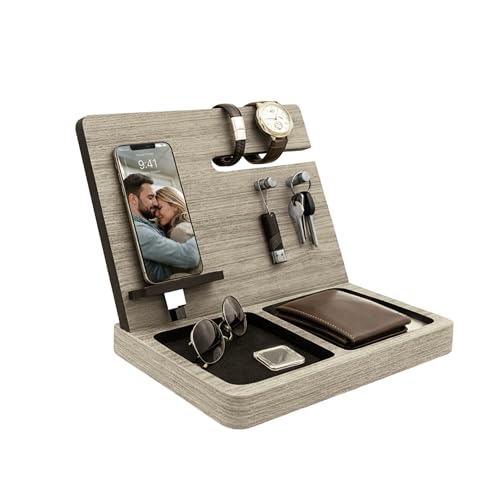 Namore Premium Wood Nightstand & Desk Organizer  Phone Stand and Charging Station  Ideal for Desk Accessories and Office  Top Gifts for Men, Dad, Husband, Father, Boss, Birthday or Anniversary