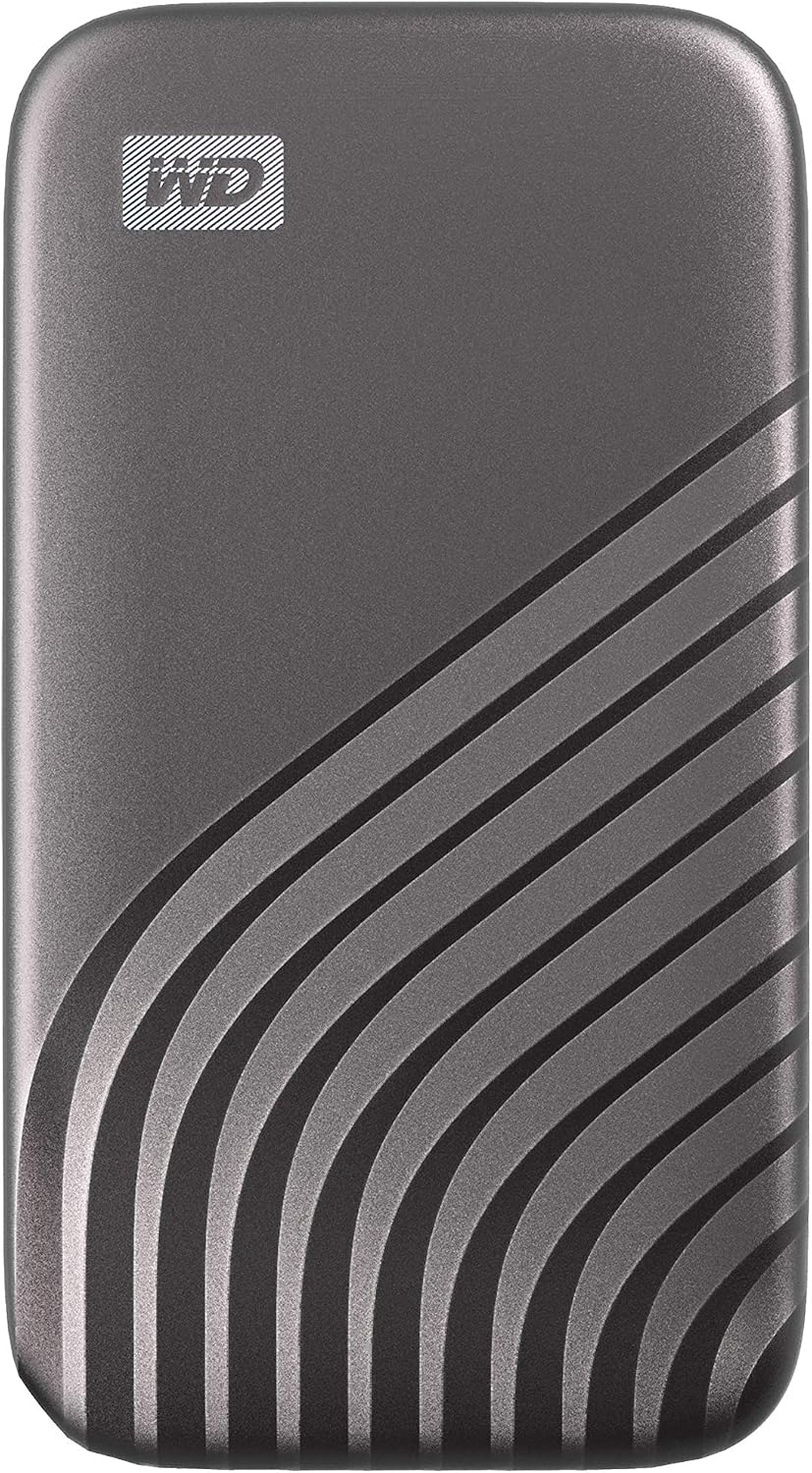 Western Digital 1TB My Passport SSD Portable External Solid State Drive, Gray, Sturdy and Blazing Fast, Password Protection with Hardware Encryption - WDBAGF0010BGY-WESN