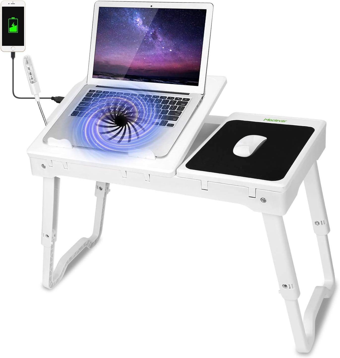 Moclever Laptop Table for Bed (with Fan)