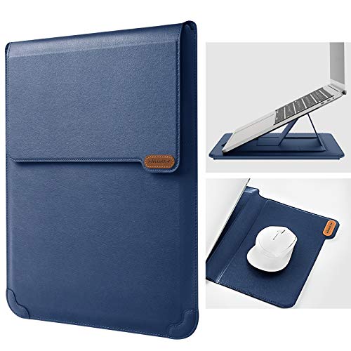 Nillkin Laptop Sleeve 15.6 inch, MacBook Sleeve with Adjustable Stand & Mouse Pad, 2 Stand Modes, 15 inch Laptop Case, Slim MacBook Accessories for Samsung/Surface/Chromebook/HP 13-15.6 inch, Blue
