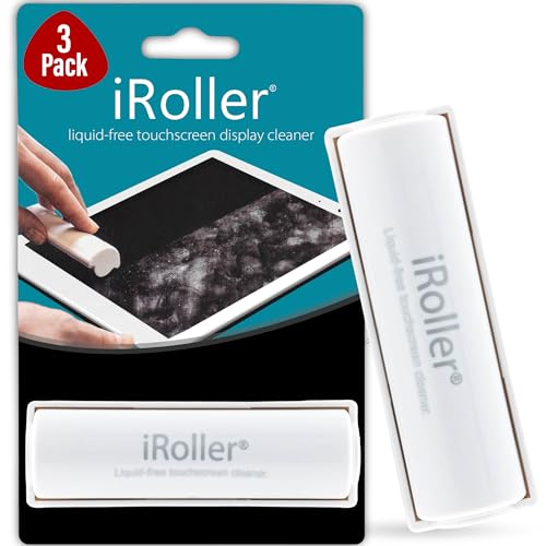 iPad Screen Cleaner by iRoller - Pack of 3 - No Need for Spray or Wipes, Liquid Free - Reusable & Washable -Portable Phone Screen Cleaner for Touchscreen- Ideal for Smartphone, Macbook, Monitor - 3.5"
