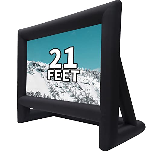 21 Feet Inflatable Outdoor Projector Movie Screen - Package with Rope, Blower + Tent Stakes - Great for Outdoor Backyard Pool Fun (21 Feet)