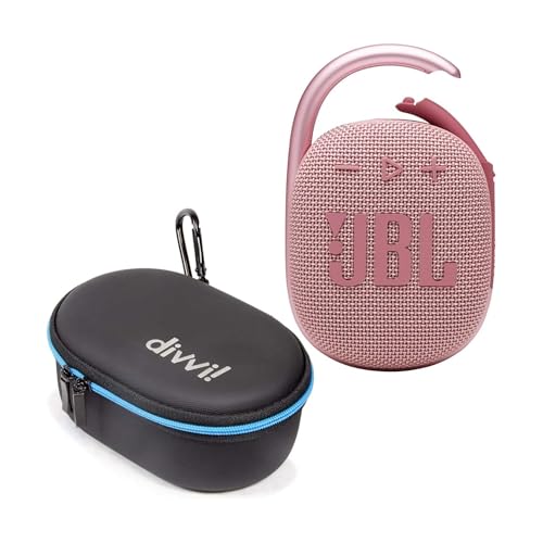 JBL Clip 4 Portable Bluetooth Speaker (Pink) + Bundle with divvi! Protective Hardshell Case (Black)