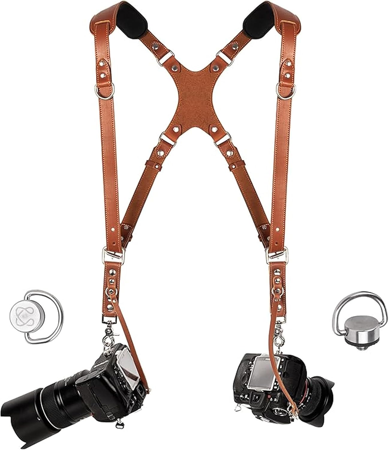 C Coiro Camera Harness for 2 Cameras Dual Shoulder Leather Camera Strap for DSLR/SLR, Camera Straps for Photographers
