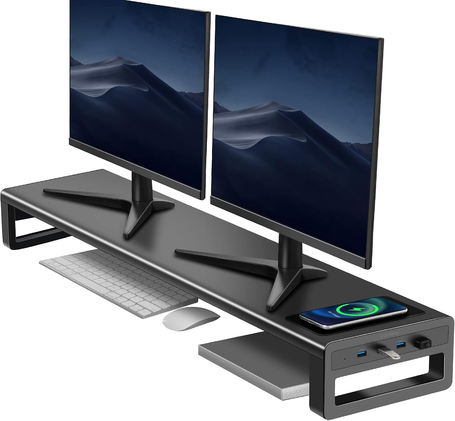 Dual Monitor Stand w/ Wireless Charger