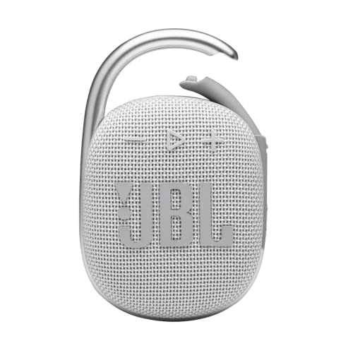 JBL Clip 4 - Portable Mini Bluetooth Speaker, big audio and punchy bass, integrated carabiner, IP67 waterproof and dustproof, 10 hours of playtime, speaker for home, outdoor and travel (White)