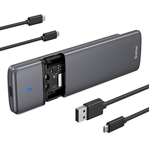 M.2 NVMe SATA SSD Enclosure Adapter Tool-Free,Sokiwi USB 3.2 Gen2 10Gbps External to USB PCI-E 6Gbps SATA M-Key / B+M Key, NVMe Reader Support UASP Trim for SSDs 2230/2242/2260/2280