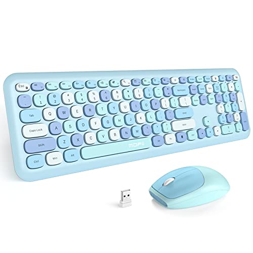 MOFII Wireless Keyboard and Mouse Combo Silent, Slim Compact 2.4G USB Full Size, Cute 110 Keys Keyboard for PC, Notebook, MacBook, Tablet, Laptop, Windows System