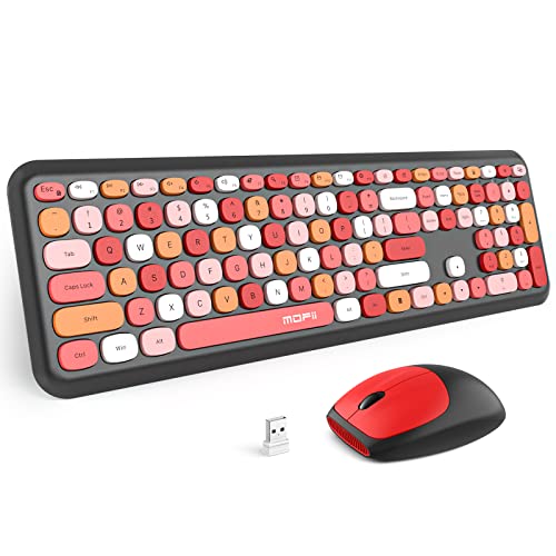 MOFII Wireless Keyboard and Mouse Combo Silent, Slim Compact 2.4G USB Full Size, Cute Keyboard 110 Keys for PC, Notebook, MacBook, Tablet, Laptop, Windows System
