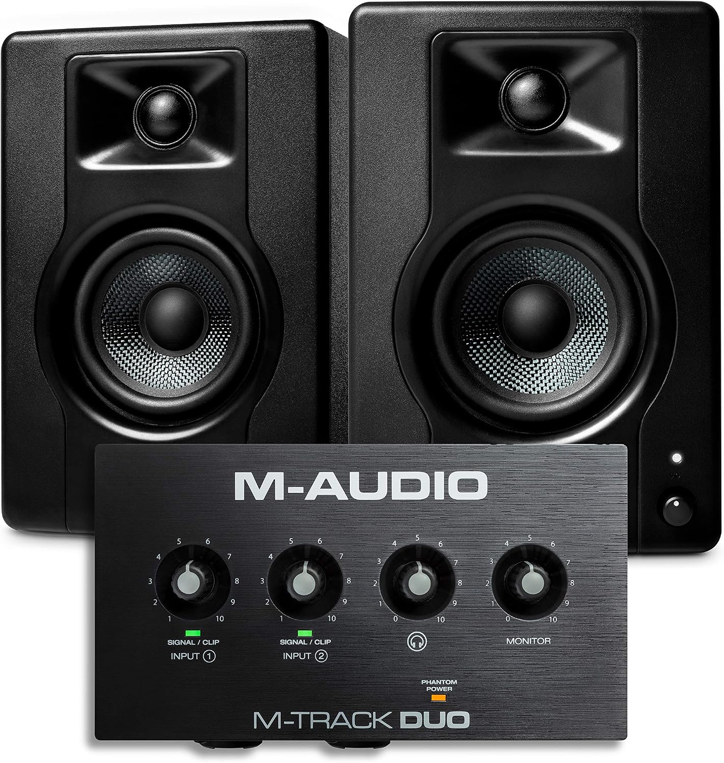 M-Audio Recording, Streaming and Podcasting Bundle  M-Track Duo USB Audio Interface and 120W BX3 Stereo Speakers, Plus a Software Suite Included