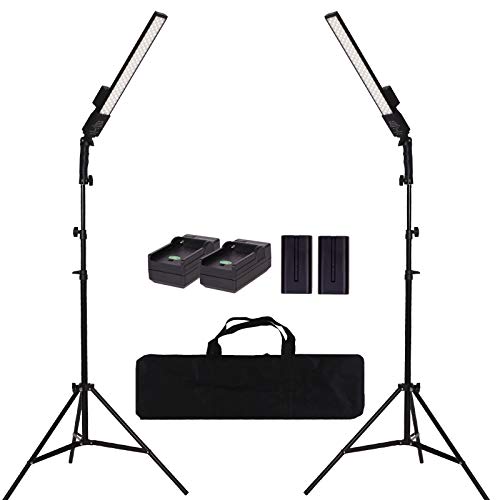 LED Video Light Battery Powered Photography Light Portable Handheld Wand, Dimmable 2800-5500K Photo Studio Light Kit with NP-970 Li-ion Battery and Stand for Portrait, YouTube,Outdoor Video