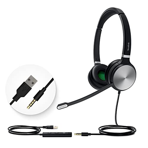Yealink UH36 Professional USB Headset Wired Headphones for Work Calls and Music, Headset with Noise Cancelling Mic for Computer PC Laptop(UC Compatible, Stereo,3.5mm Jack/USB Connection)