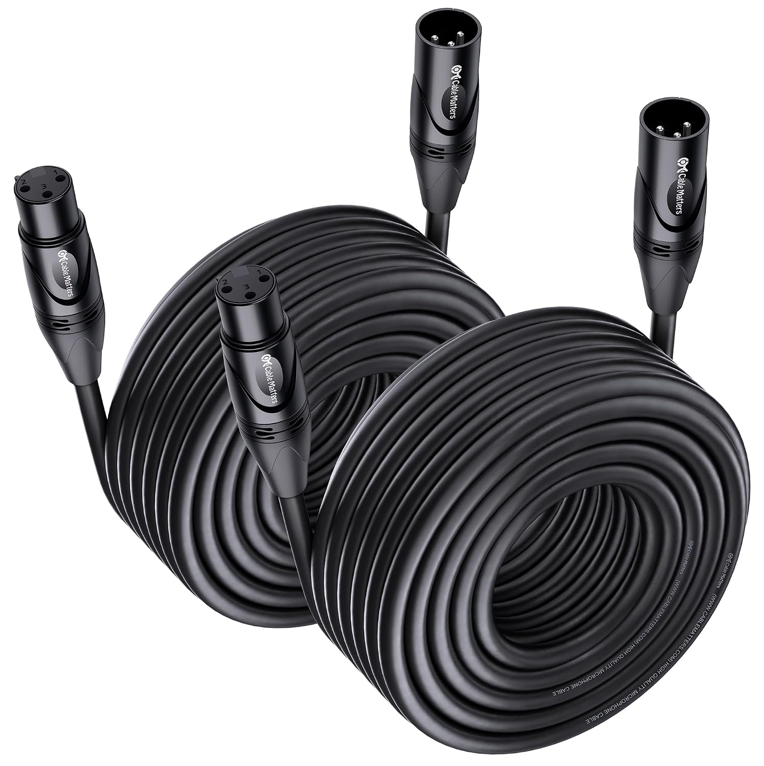 Cable Matters 2-Pack Premium Long XLR to XLR Cables - 50ft