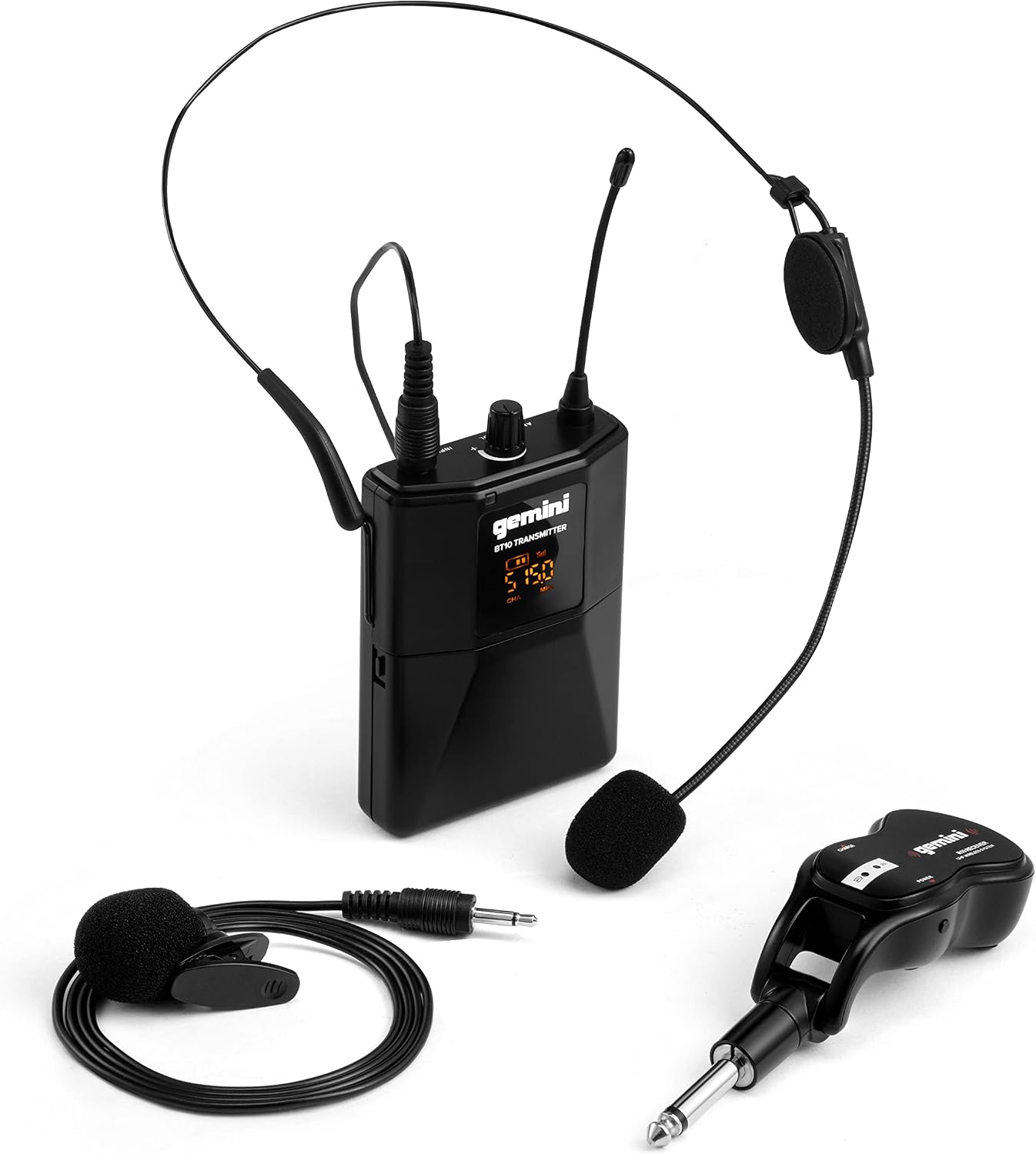 Gemini UHF Wireless Microphone System  Dual Lavalier & Headset Mics, USB Rechargeable Receiver, 50m+ Range, Plug & Play for Events, Teaching, Streaming, Karaoke & More (GMU-HSL100)