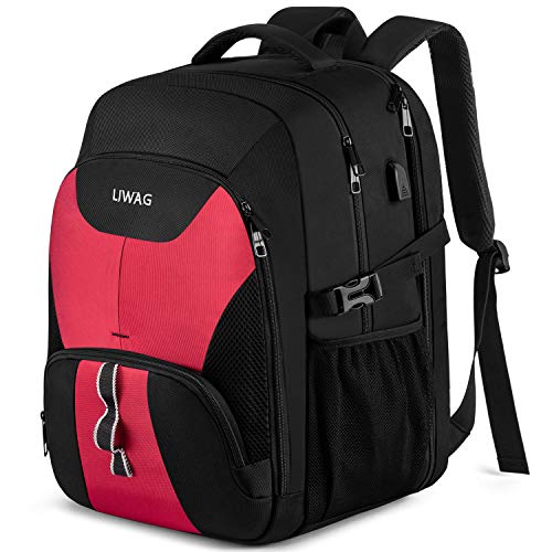 Extra Large Laptop Backpack for Women,Womens Business Travel Backpack with USB Port,Anti Theft Water Resistant College Daypack Padded Computer Bag Fits 17.3Inch Laptop Notebook,Red