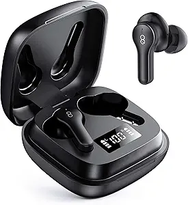 Losei Bluetooth Headphones, 4-Mics Call Noise Canceling Wireless Earbuds, 30 Hours IPX7 Waterproof Earphones, TWS in Ear Headset with Power Display & Wireless Charging Case for Sports/Music