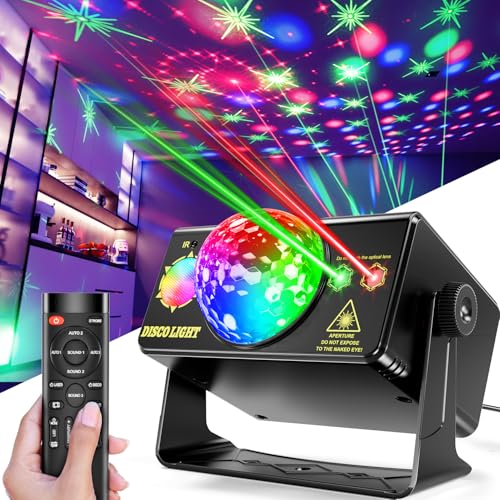 Party Lights DJ Disco Ball & LED Stage Strobe Light with Sound-Activated 10ft USB-C Cable,Remote,Disco Lights for Parties Indoor/Outdoor Use,Birthday,Dance,Clubs,Bar,Weddings, Holidays Decor