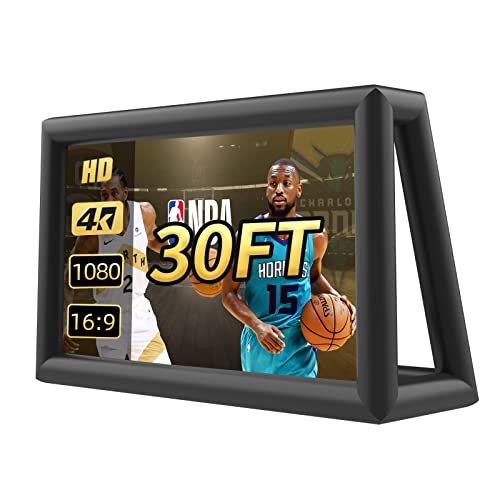 Inflatable Screen Outdoor 30ft with Air Blower, Extra Large Blow Up Projector Screen for Outside Movie Nights Home Theater Backyards Pool BBQ Party Fun, Supports Front and Rear Projection