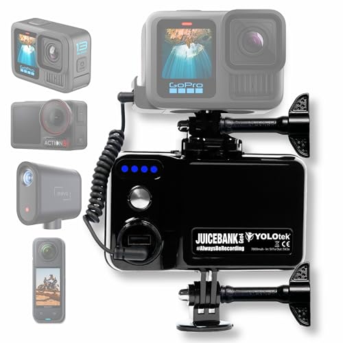 YOLOtek JUICEBANK 7800mAh - Veteran Owned - Portable Charger for GoPro Battery Pack Hero 13, 12, 11, 10, 9 DJI, Insta360, MEVO & More - Go Pro External Battery, Power Bank Camera
