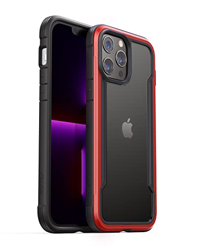 RAPTIC Shield for iPhone 13 Pro Max Case, Shockproof Protective Clear Case, Military 10ft Drop Tested, Durable Aluminum Frame, Anti-Yellowing Technology Case for iPhone 13 Pro Max, Red