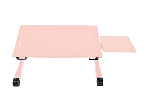 Uncaged Ergonomics WorkEZ Adjustable Laptop Stand for Desk, Laptop Stand Adjustable Height, Foldable Aluminum Cooling Computer Holder & Riser for Desk Bed, Pink