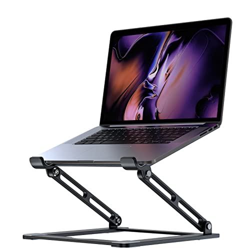 Laptop Stand for Desk, Adjustable Laptop Stand Holder Portable Laptop Riser with Multi-Angle Height Adjustable Computer Stand for MacBook Air/Pro and More Notebooks 10-17.3"-Black