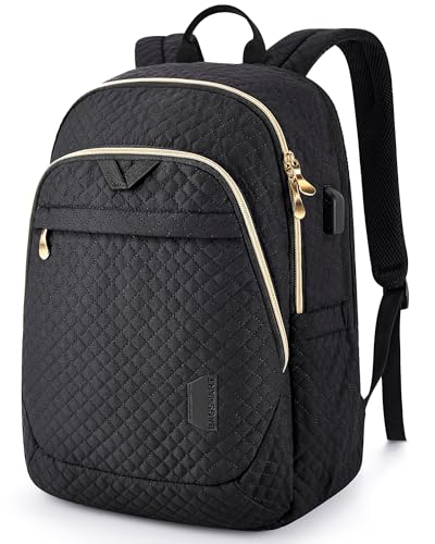 BAGSMART Travel Laptop Backpack Women, 15.6 Inch Anti Theft Laptop Backpack with USB Charging Port Water Resistant Casual Daypack College Bookbags Computer Backpack for Work, Pink