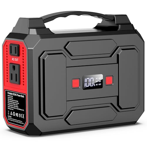 Apowking 146Wh Portable Power Station Bank 200W Peak(100W Rated) Solar Powered Power Bank with AC Outlet 110V, 39600mAh, USB QC3.0 Fasting Charging, LED Flashlights for Home Camping Emergency