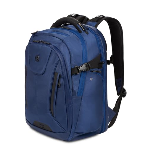 SwissGear Travel Tech Elite Laptop Backpack  Fits Laptops up to 16  ScanSmart TSA-Friendly Backpack with USB Port, Shoe Compartment & Organizer Pockets  Navy Ballistic