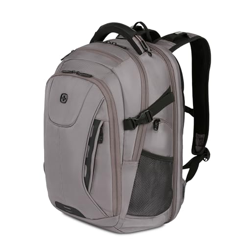 SwissGear Travel Tech Elite Laptop Backpack  Fits Laptops up to 16  ScanSmart TSA-Friendly Backpack with USB Port, Shoe Compartment & Organizer Pockets  Grey Ballistic