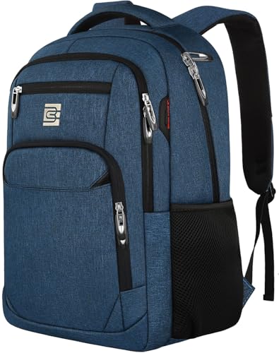 17 Inch Laptop Backpack, Business Anti Theft Slim Durable Laptops Backpack with USB Charging Port, Water Resistant College Computer Bag Gifts for Men & Women Fits 15.6 Inch Notebook-Blue