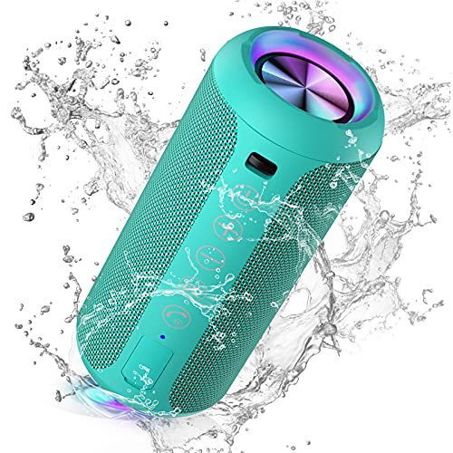 Ortizan Portable Bluetooth Speakers, IPX7 Waterproof Wireless Speaker with 24W Loud Stereo Sound, Outdoor Speaker with Bluetooth 5.3, Deep Bass, RGB Lights, Dual Pairing, 30H Playtime for Home, Party