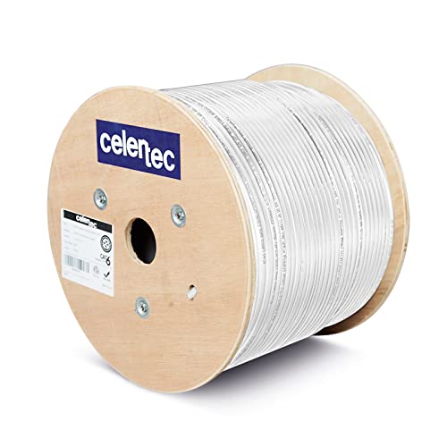 CAT6 Outdoor Cable, 500ft, 23AWG Solid Bare Copper, Unshielded Twisted Pair (UTP), UV Resistant, Weatherproof, CMX, ETL Listed, 550MHz, Bulk Ethernet Cable, Wooden Spool- White