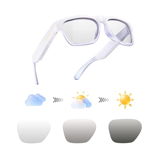 OhO Smart Glasses,Polarized Sunglasses with Bluetooth Speaker,Athletic/Outdoor UV Protection and Voice Control,Unisex(Transitional Lens)