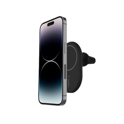 Belkin MagSafe-Compatible Magnetic Wireless Car Charger 10W - Wireless Charger, Magnetic Car Vent Phone Mount for iPhone 17, iPhone 16, 15, & 14 Series, Pixel 10 (Power Supply NOT Included) - Black