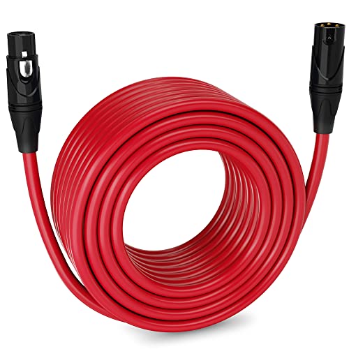 LyxPro 150 Feet XLR Microphone Cable Balanced Male to Female 3 Pin Mic Cord for Powered Speakers Audio Interface Professional Pro Audio Performance and Recording Devices - Red